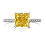 Square Yellow CZ Ring
