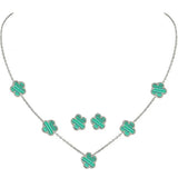 Green Flower Design Jewelry Set