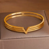 Gold Plated V Bangle