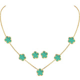 Green Flower Design Jewelry Set