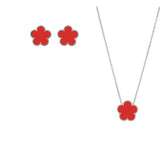 Red Flower Design Jewelry Set