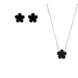 Black Flower Design Jewelry Set