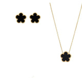 Black Flower Design Jewelry Set