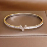 Gold Plated V Bangle