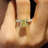 Square Yellow CZ Ring