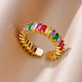 Colorful Cubic Zircon Ring