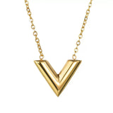 Gold Plated Letter V Necklace