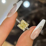 Square Yellow CZ Ring