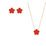 Red Flower Design Jewelry Set
