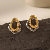Droplet Metal Splice Stud Earrings