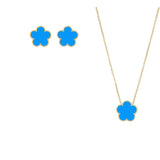 Blue Flower Design Jewelry Set