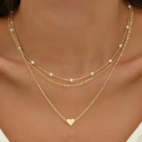 Multilayer Pearl Love Necklace