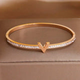 Gold Plated V Bangle