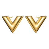 Gold Plated Letter V Earring