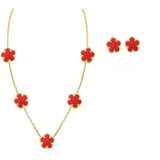 Red Flower Design Jewelry Set