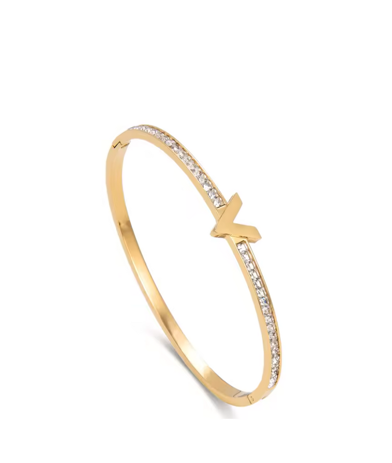 Gold Plated V Bangle