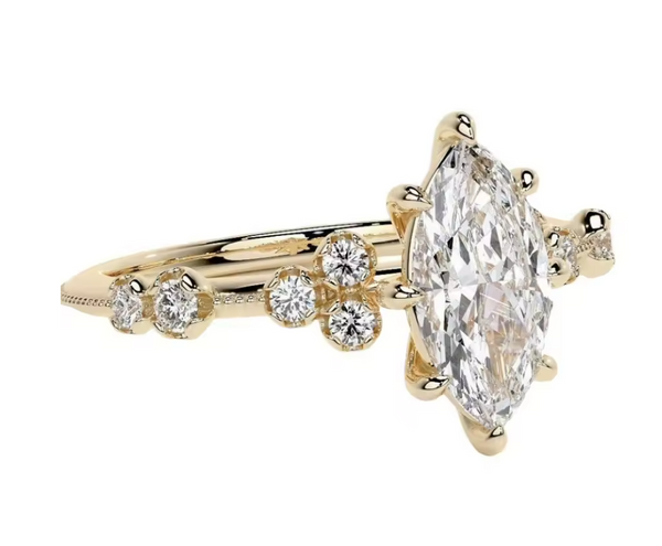 Oval Round Geometry Gold Color Ring