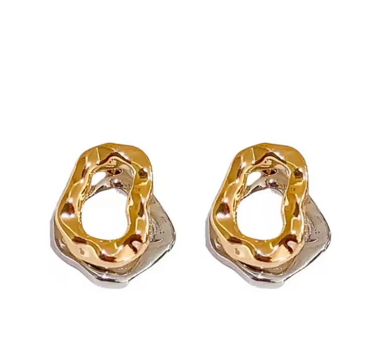 Droplet Metal Splice Stud Earrings