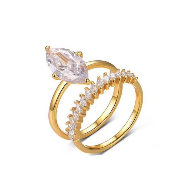 Crystal White Zircon Stone Ring Set