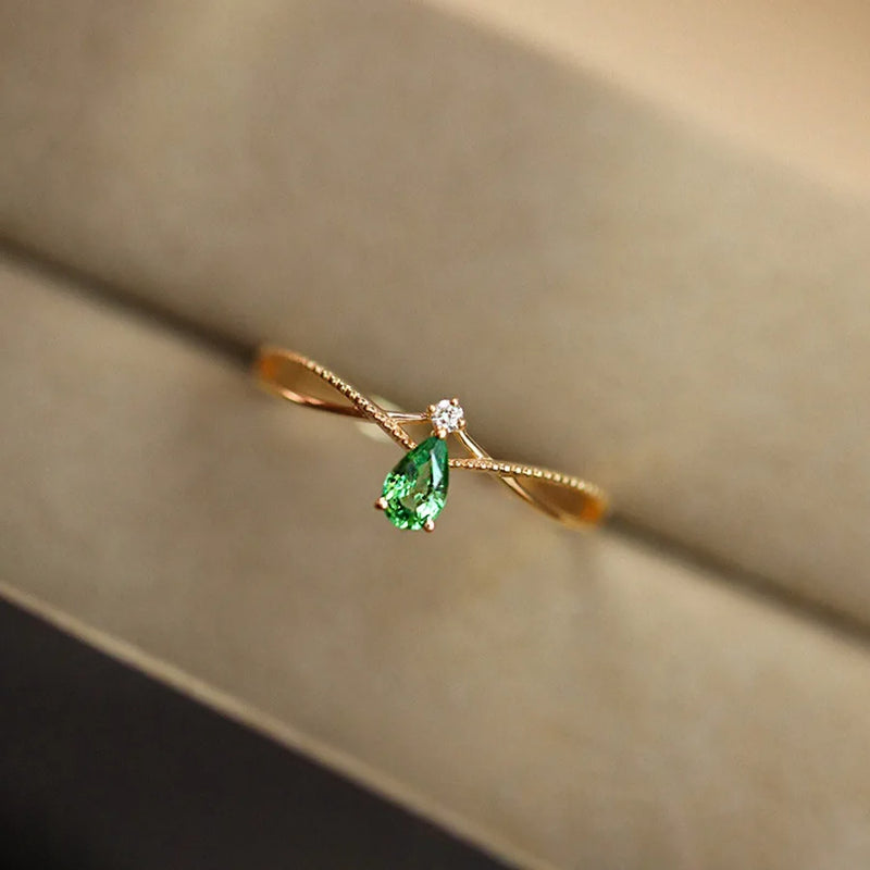 Green Water Droplet Ring