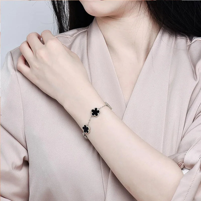 Clover 14K Gold Silver Plated Bracelet