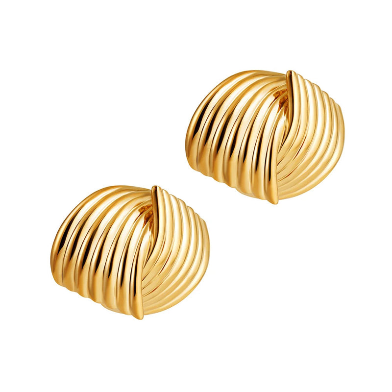 Gold Plated Texture Knot Twist Earring