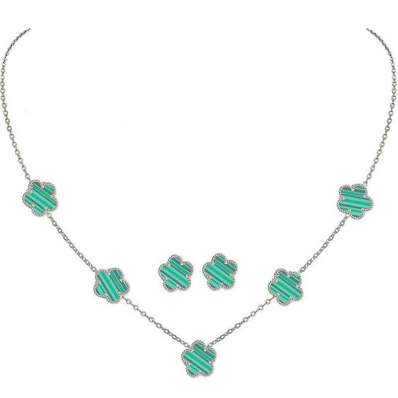 Green Flower Design Jewelry Set