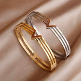 Gold Plated V Bangle