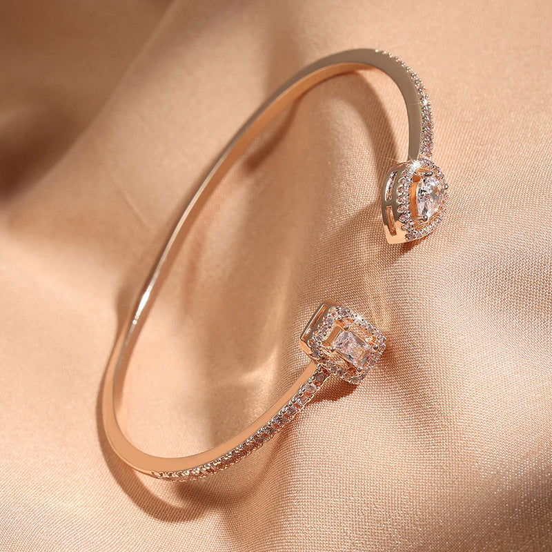 Geometry Gold Color Cuff Bangle