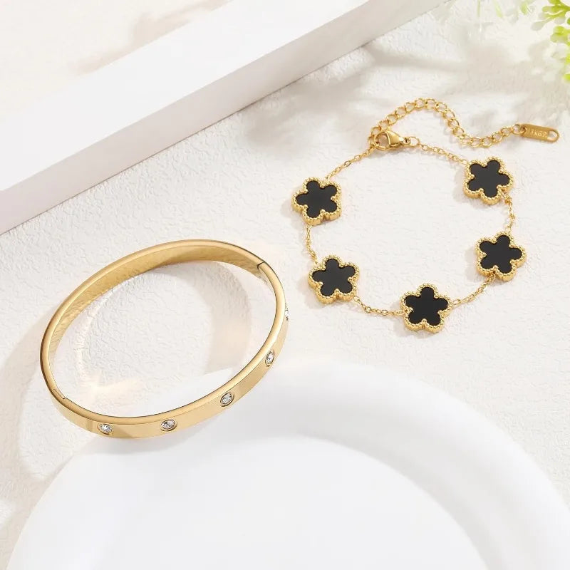 18K Gold Plated Clover Bracelet