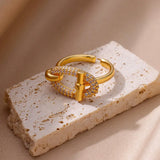 Oval Zircon Open Ring