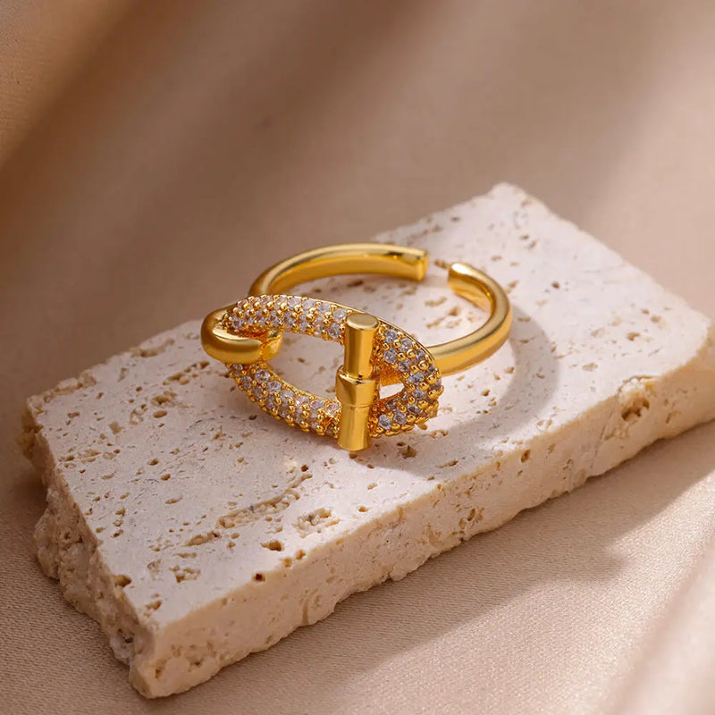 Oval Zircon Open Ring