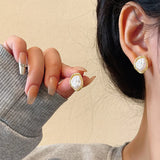 White Oval Earrings