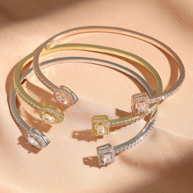 Geometry Gold Color Cuff Bangle