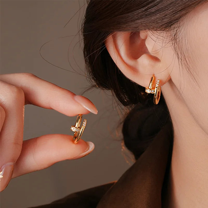 Shiny Crystal Zircon Hoop Earrings