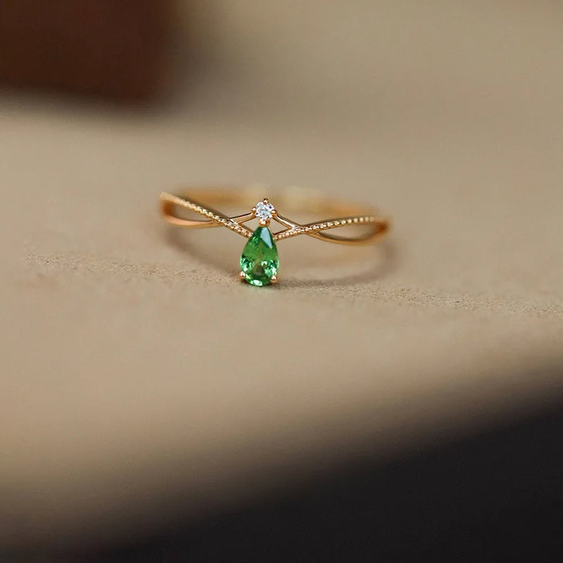 Green Water Droplet Ring