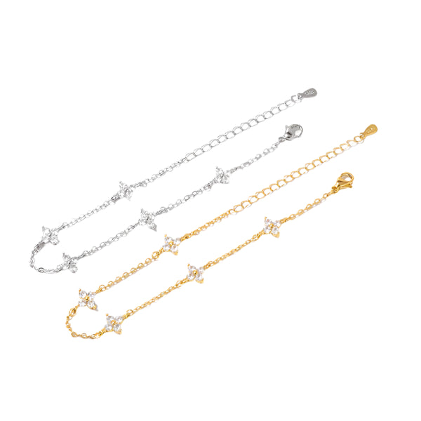 925 Silver Plated 18k Gold Zircon Bracelet