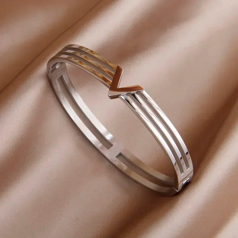 Gold Plated V Bangle