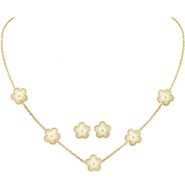 Gold Flower Design Jewelry Set