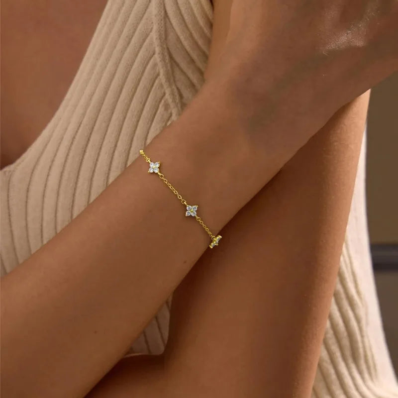 925 Silver Plated 18k Gold Zircon Bracelet