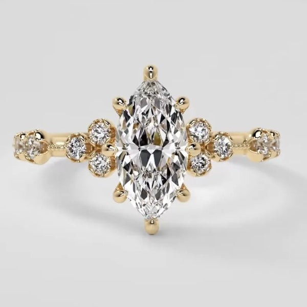 Oval Round Geometry Gold Color Ring