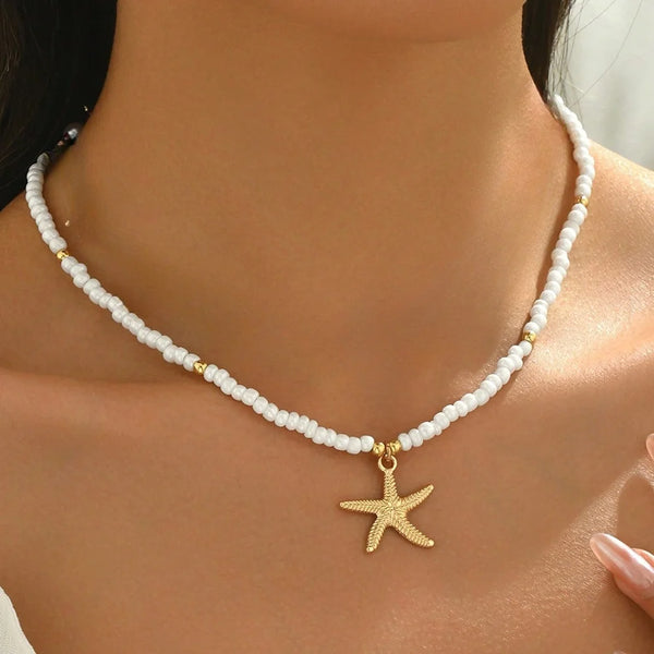 Natural Seashell Beaded Necklace
