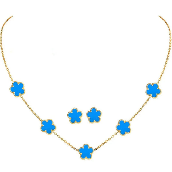 Blue Flower Design Jewelry Set