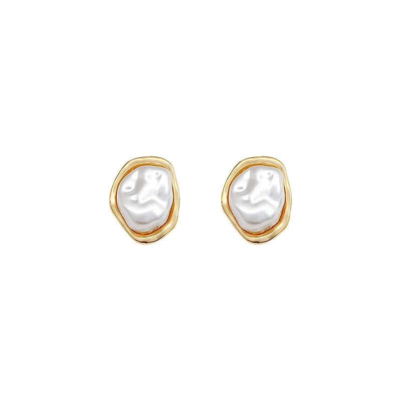White Oval Earrings