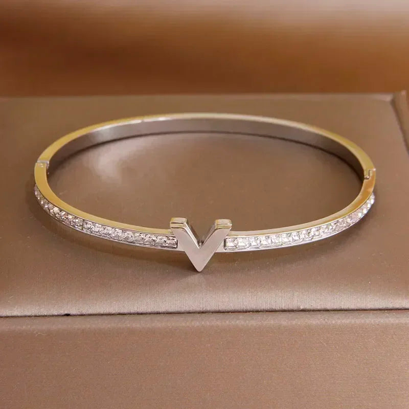 Gold Plated V Bangle