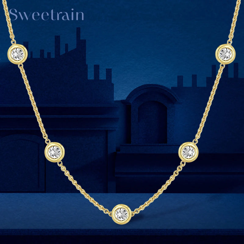 18k Gold Plated 925 Silver Diamond Choker Chain