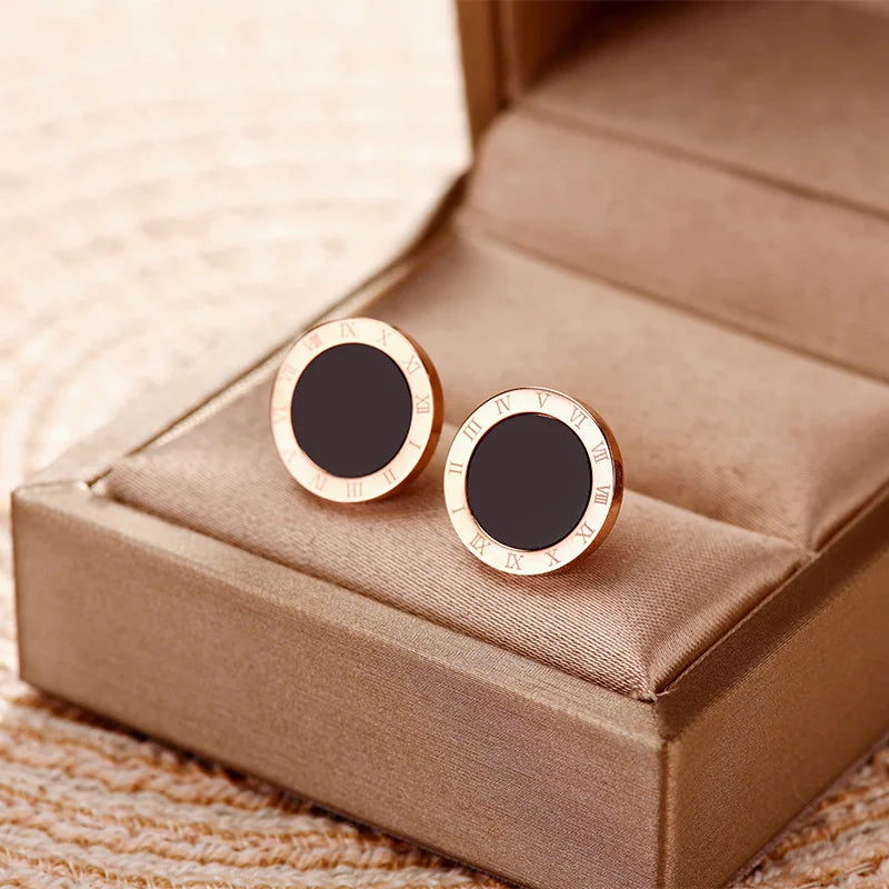 Round Roman Numerals Earrings