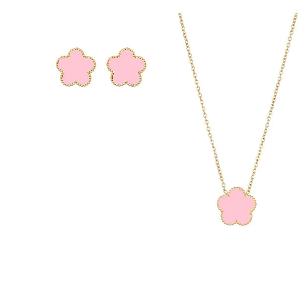 Pink Flower Design Jewelry Set