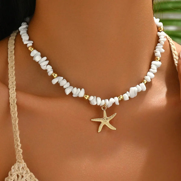 Natural Seashell Beaded Necklace