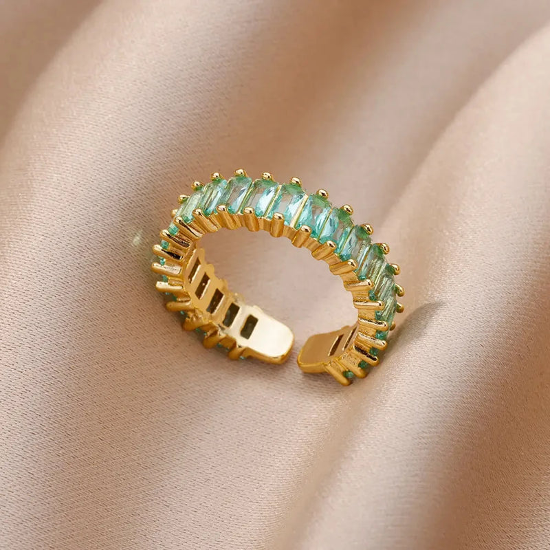 Colorful Cubic Zircon Ring